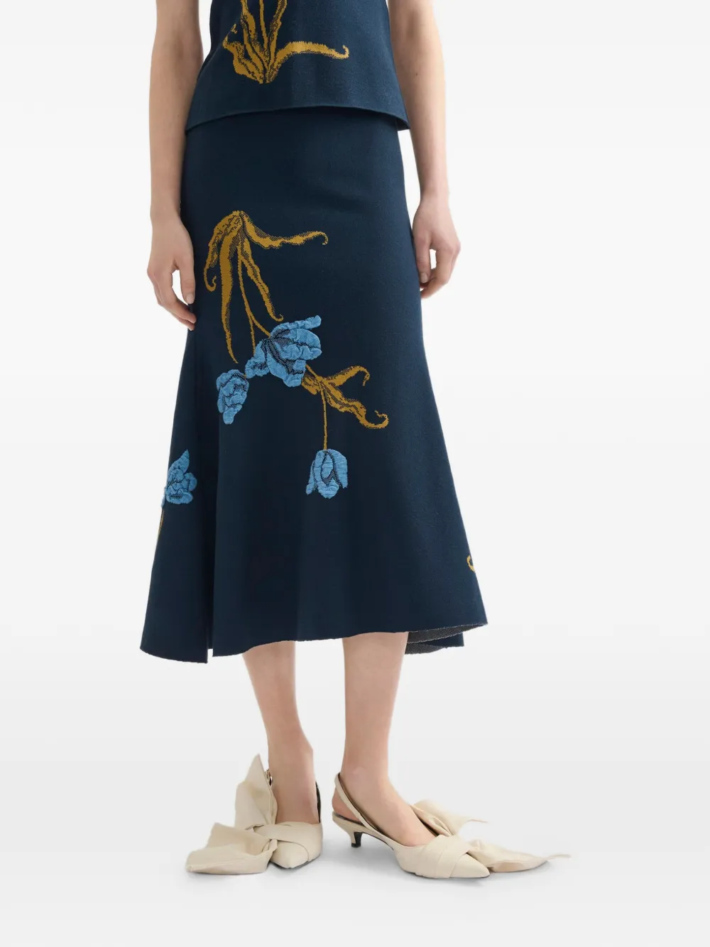 ERDEM Rok met bloemenjacquard Blauw