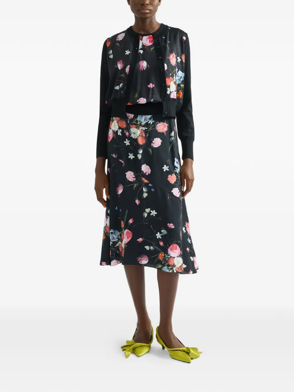  Erdem Floral-print Midi Skirt - Black 