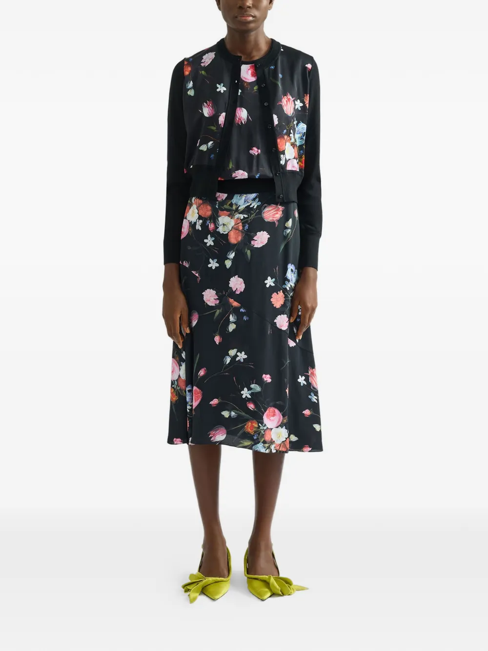  Erdem Floral-print Midi Skirt - Black 
