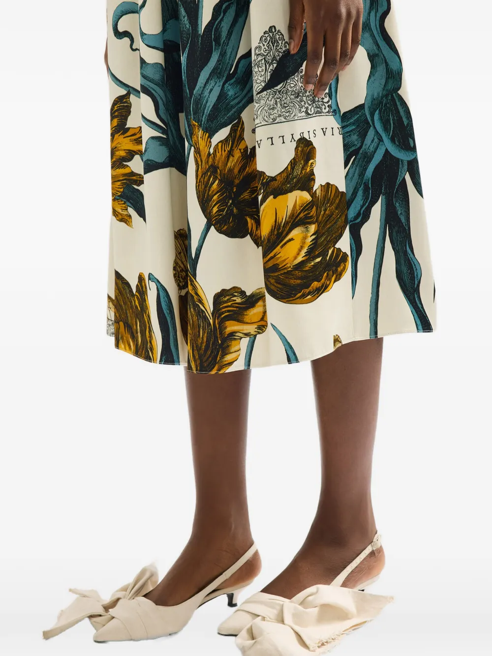 ERDEM Midi-jurk met bloemenprint Beige