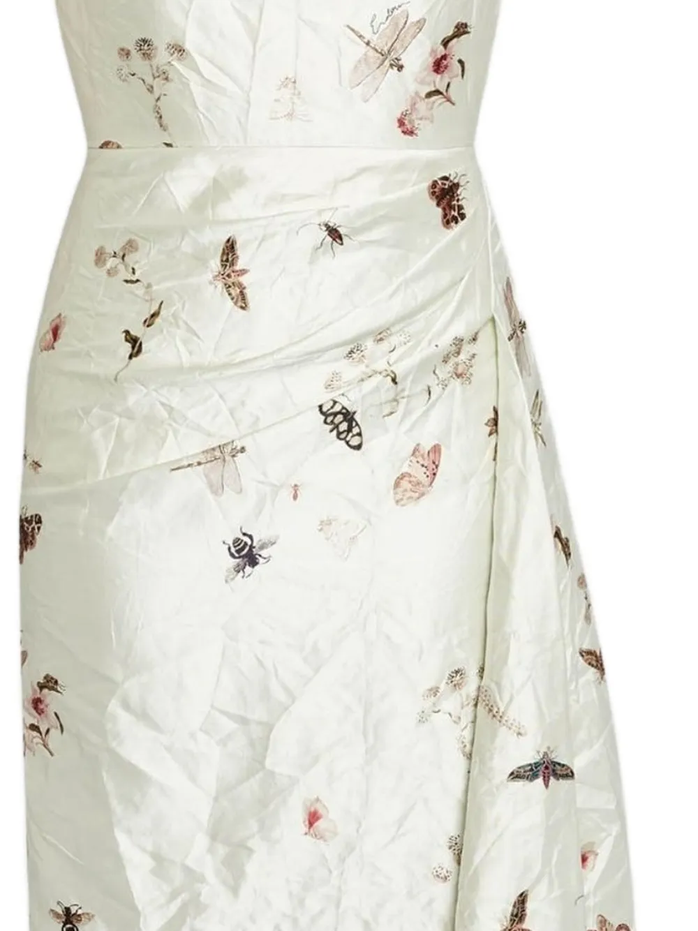 ERDEM Gedrapeerde midi-jurk met print - Beige
