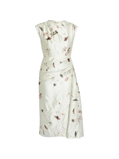 ERDEM mellemlang draperet kjole med tryk