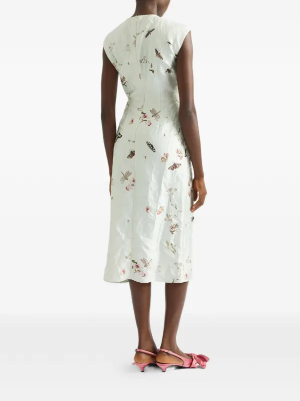 draped printed midi dress Printed silk chiffon draped midi dress  Color: Black/Yellow  RASARIO Online Boutique 34 (FR) / Black/Yellow