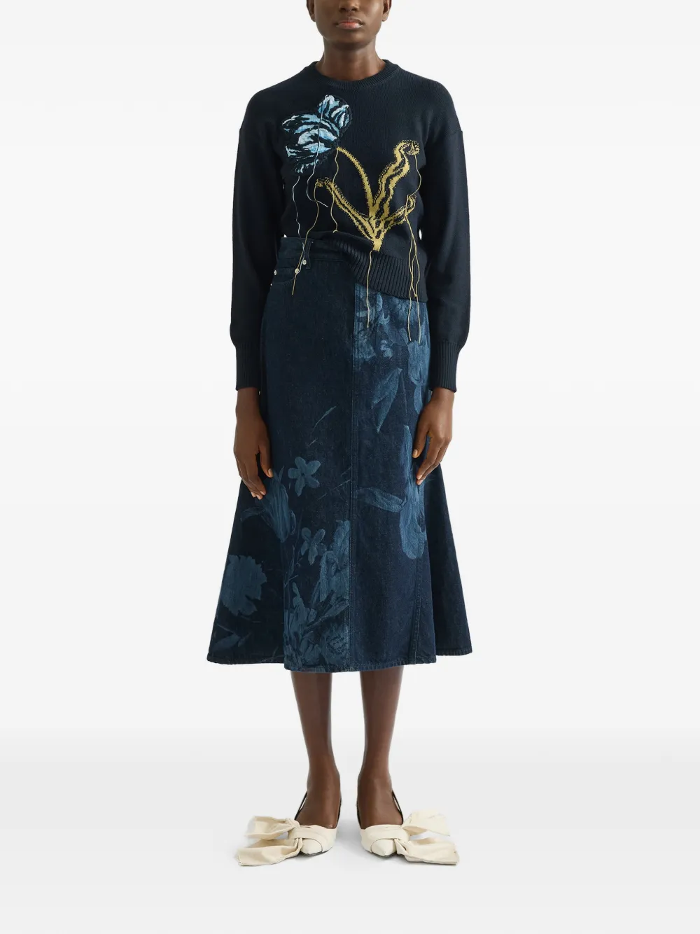  Erdem Pull à Fleurs - Bleu 