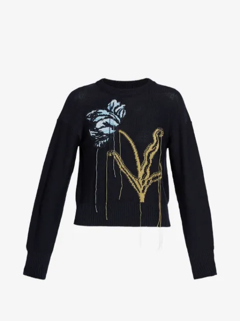 ERDEM floral-motif crew-neck sweater
