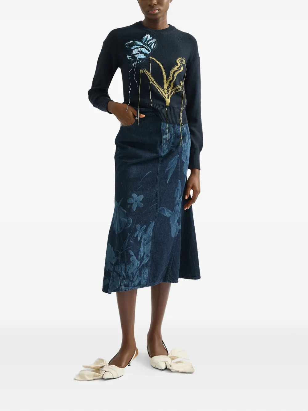  Erdem Pull à Fleurs - Bleu 