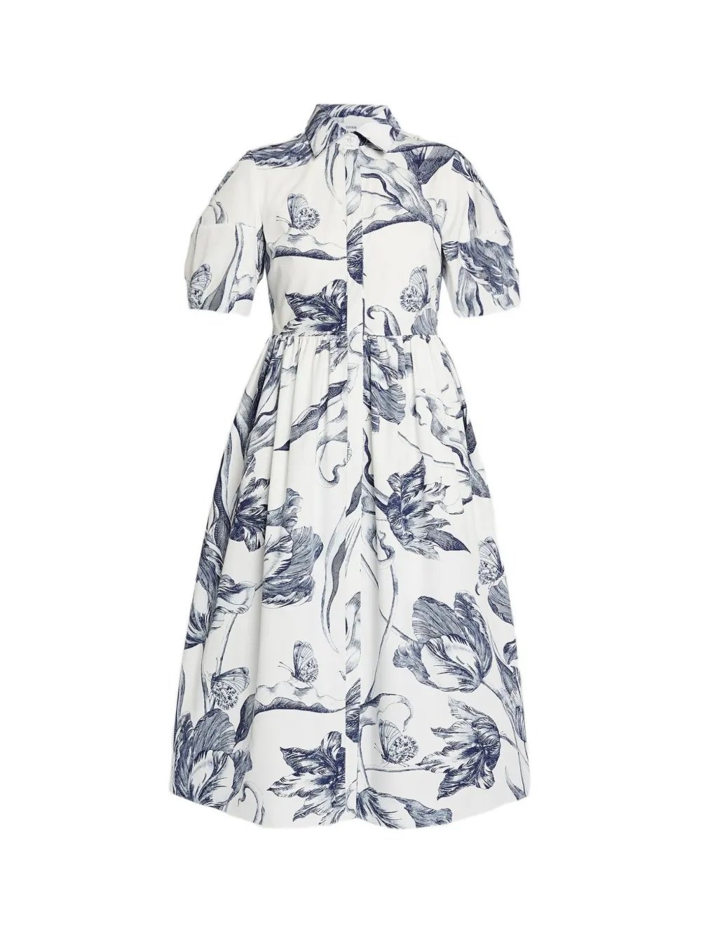 ERDEM floral-print short-sleeve midi shirt dress - Beige