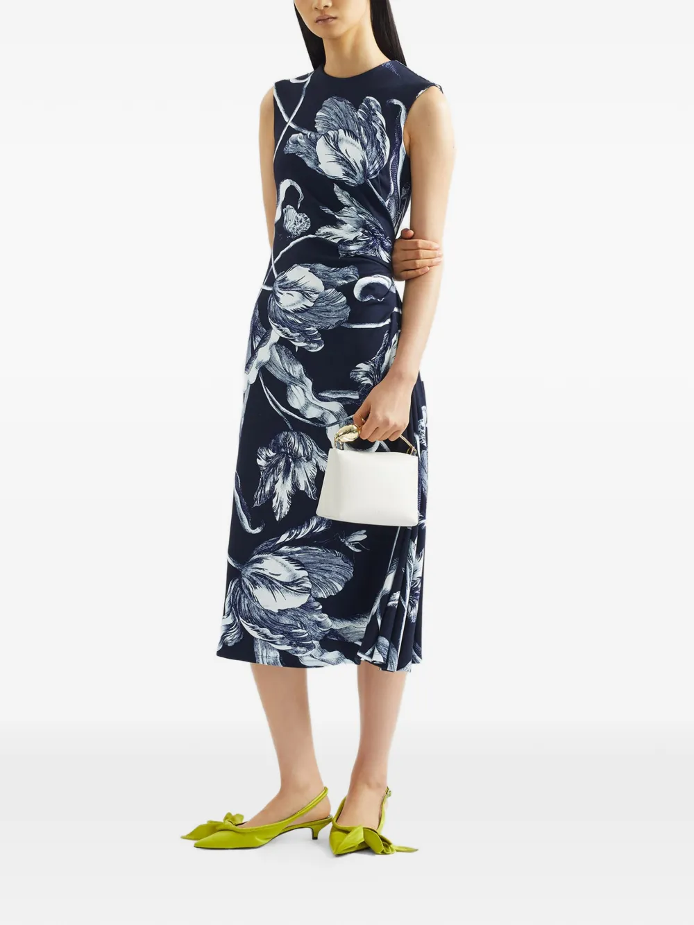 ERDEM Midi-jurk met bloemenprint Blauw