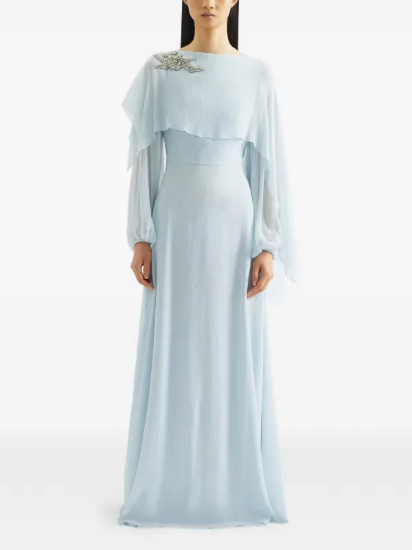 Erdem | Embellished Silk Creponne Long Sleeve Gown Erdem | Embellished Silk Creponne Long Sleeve Gown
