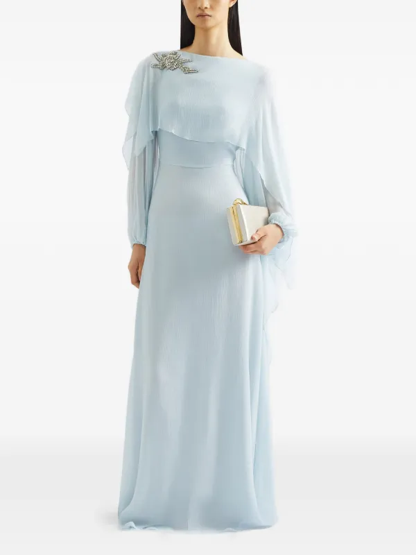 Erdem | Embellished Silk Creponne Long Sleeve Gown