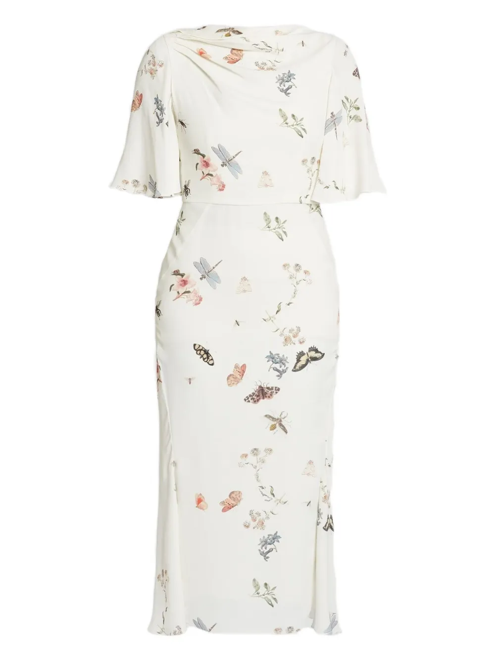 ERDEM flutter-sleeve printed midi dress | Neutrals | Image 1