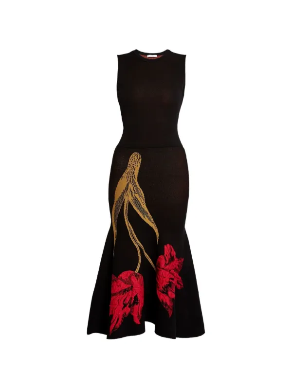 erdem black dress ERDEM Crystal-embellished cotton guipure lace midi dress