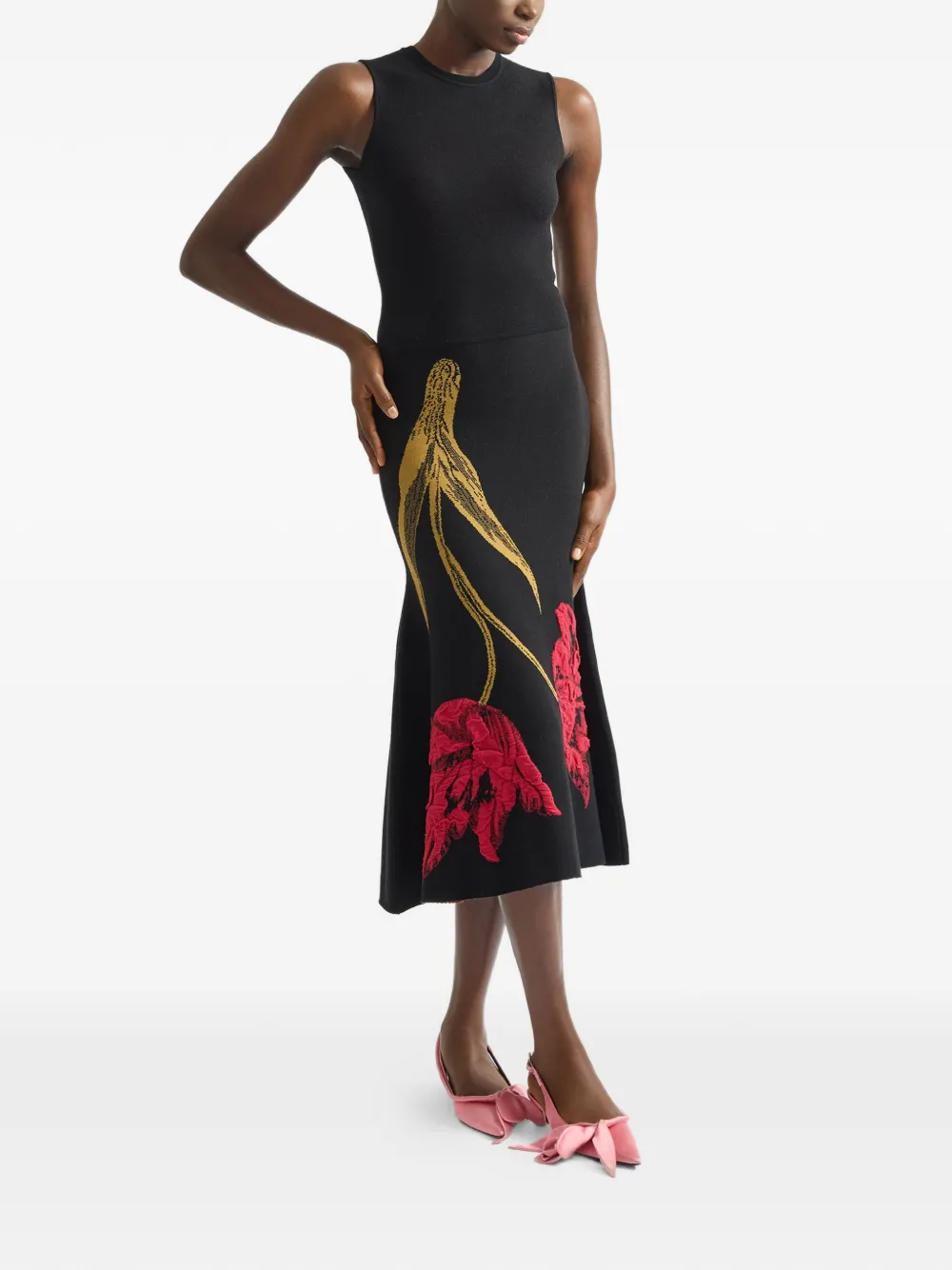 ERDEM Mouwloze midi-jurk Zwart