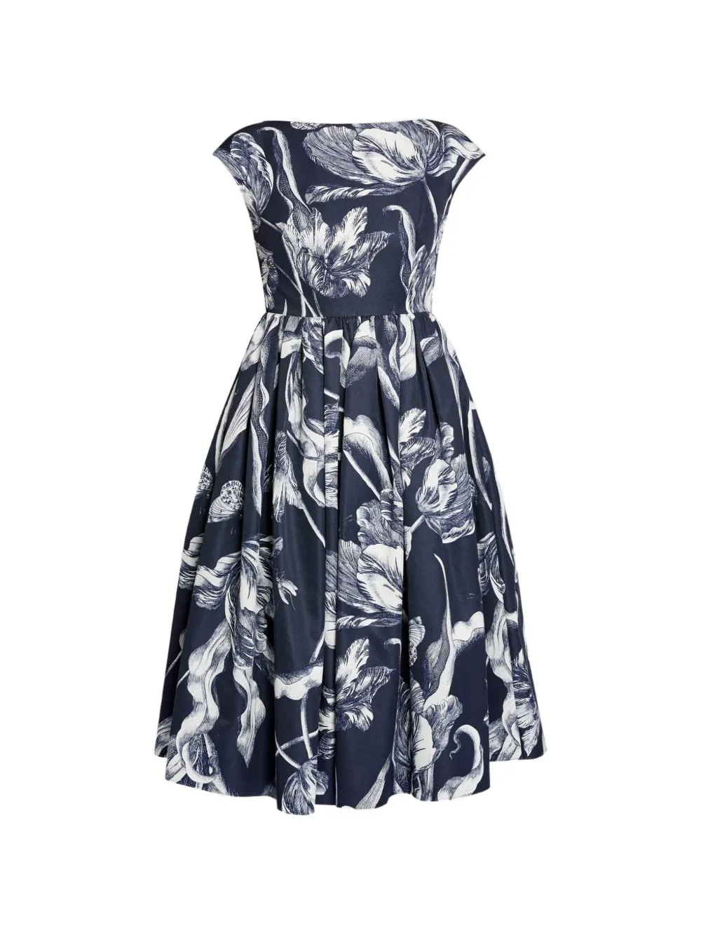 ERDEM Abito midi smanicato a fiori - Blu