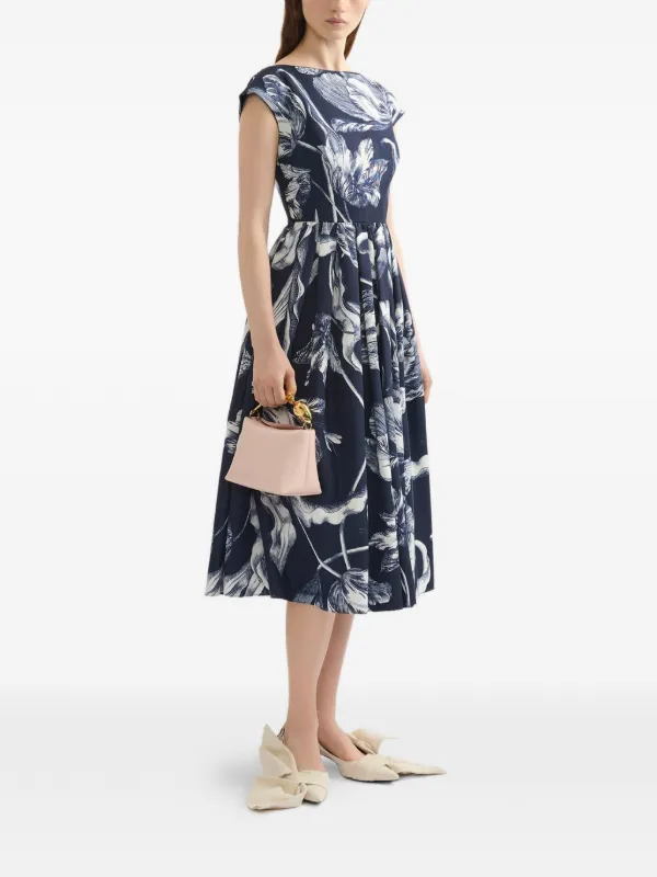 erdem floral print midi dress Erdem Tiered Floral-print Cotton Midi Dress - Women - Pink Dresses