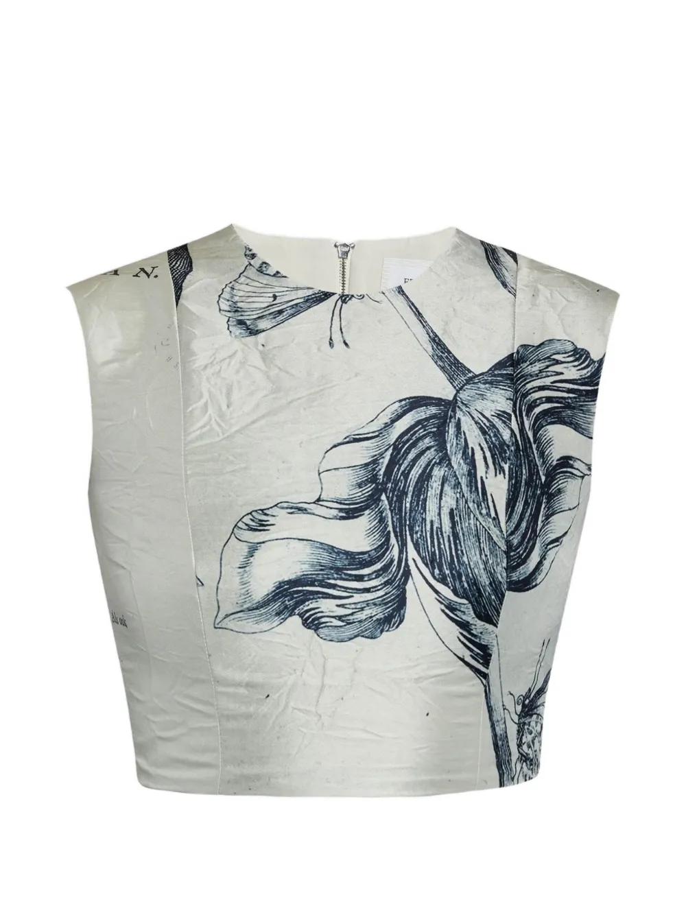 ERDEM Top smanicato a fiori - Grigio