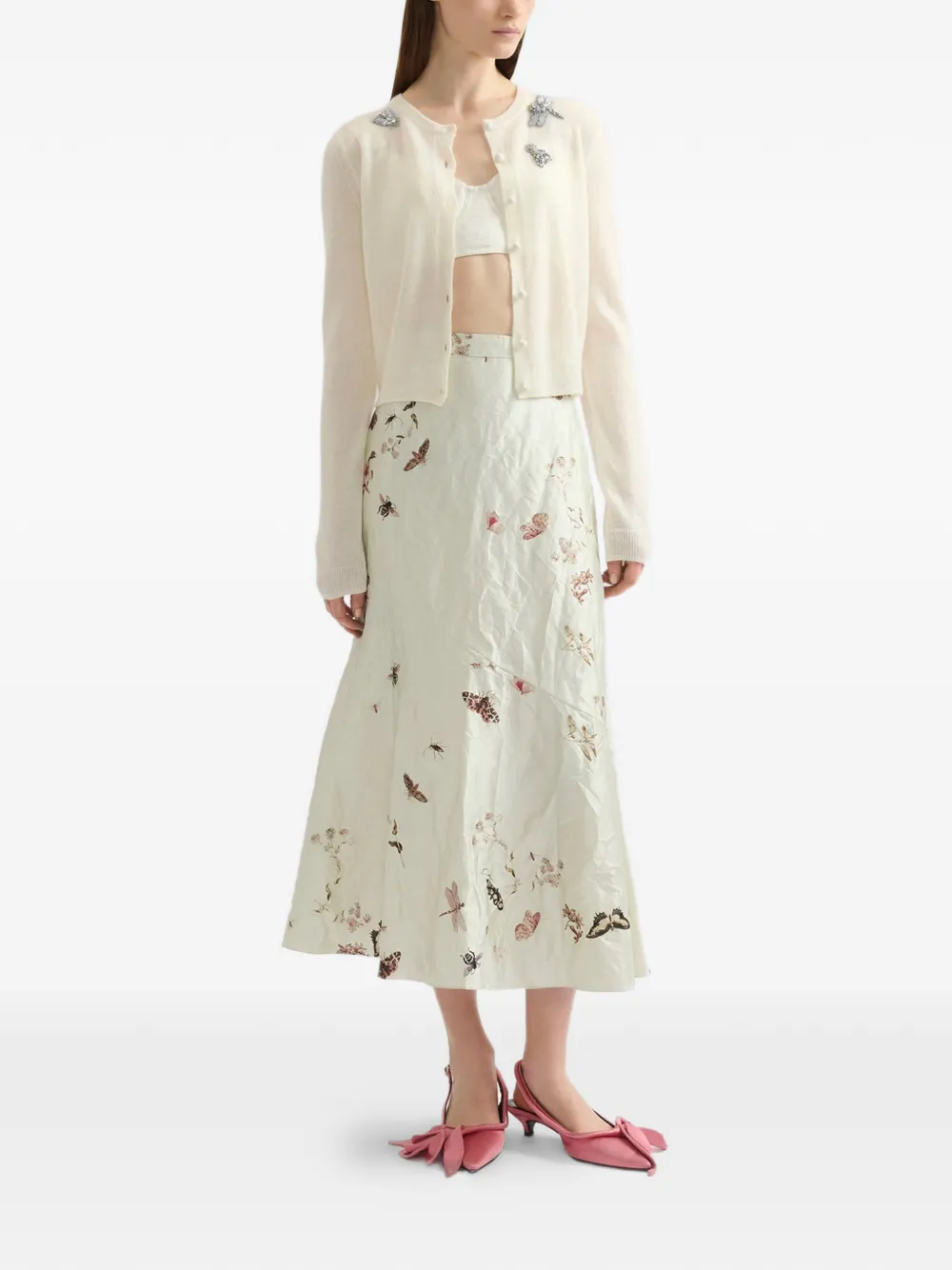  Erdem Embellished Crew-neck Cardigan - Neutrals 