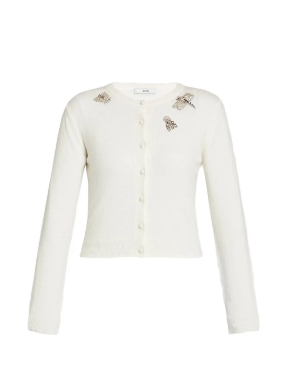 ERDEM embellished crew neck cardigan - Neutrals