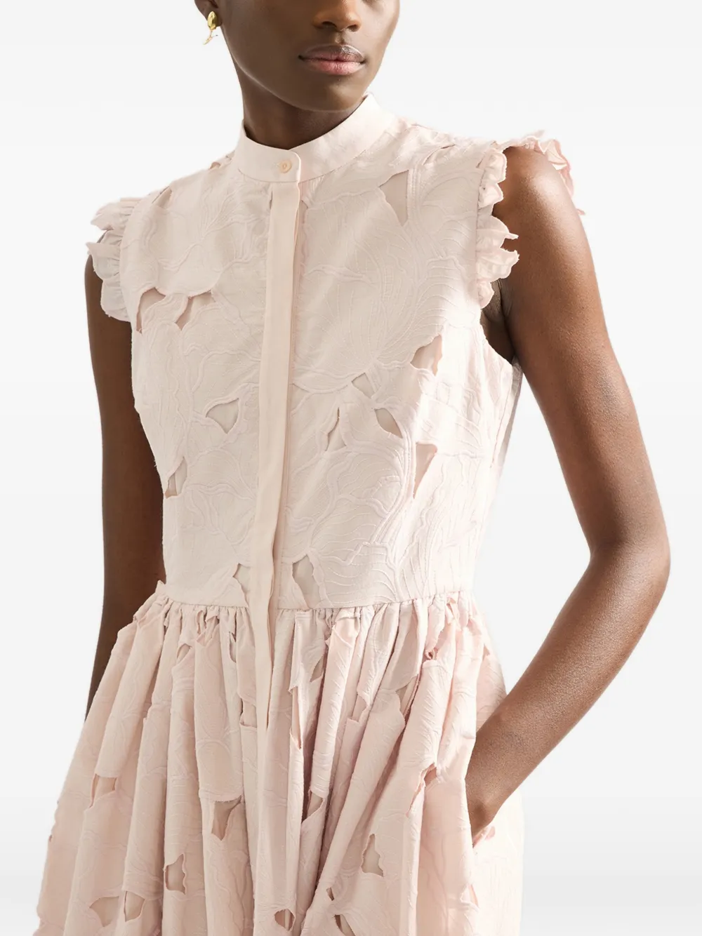 ERDEM Mouwloze midi-jurk met uitgesneden bloemen Roze