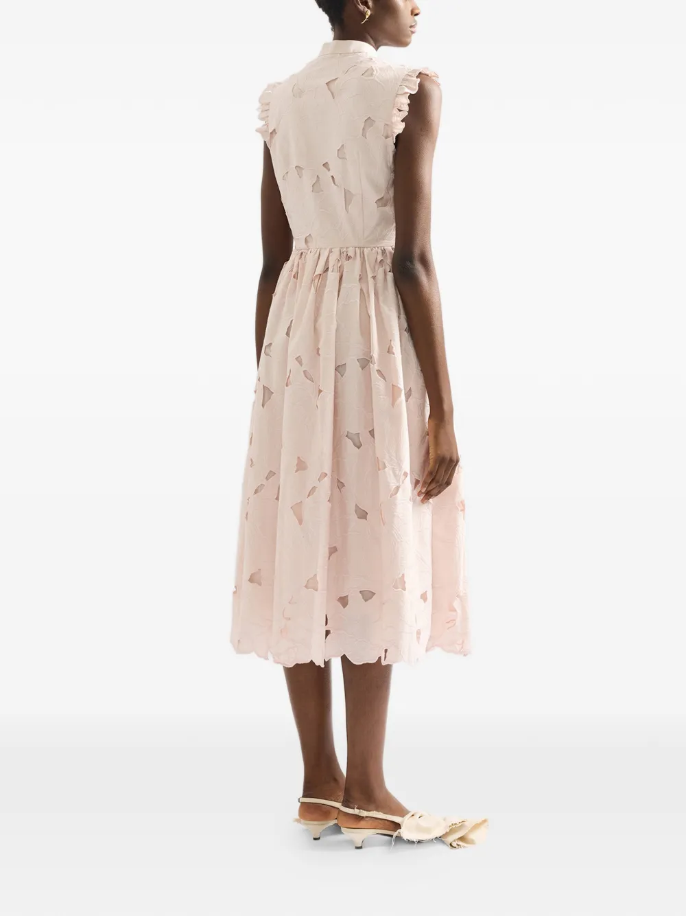ERDEM Mouwloze midi-jurk met uitgesneden bloemen Roze