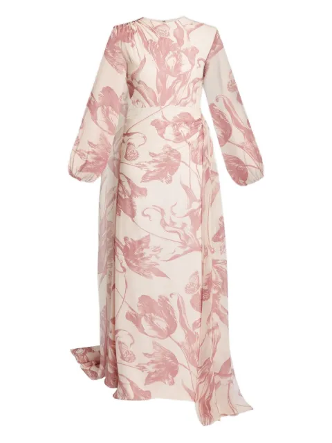 ERDEM vestido de fiesta de seda con estampado floral