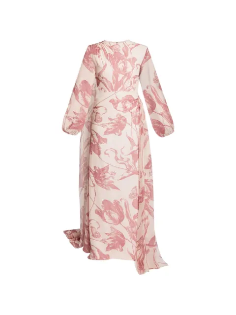ERDEM robe longue en soie à fleurs imprimées