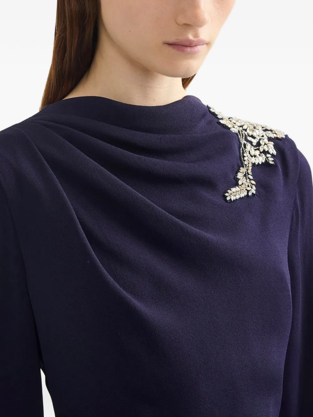 Embellished Long-Sleeve Gown