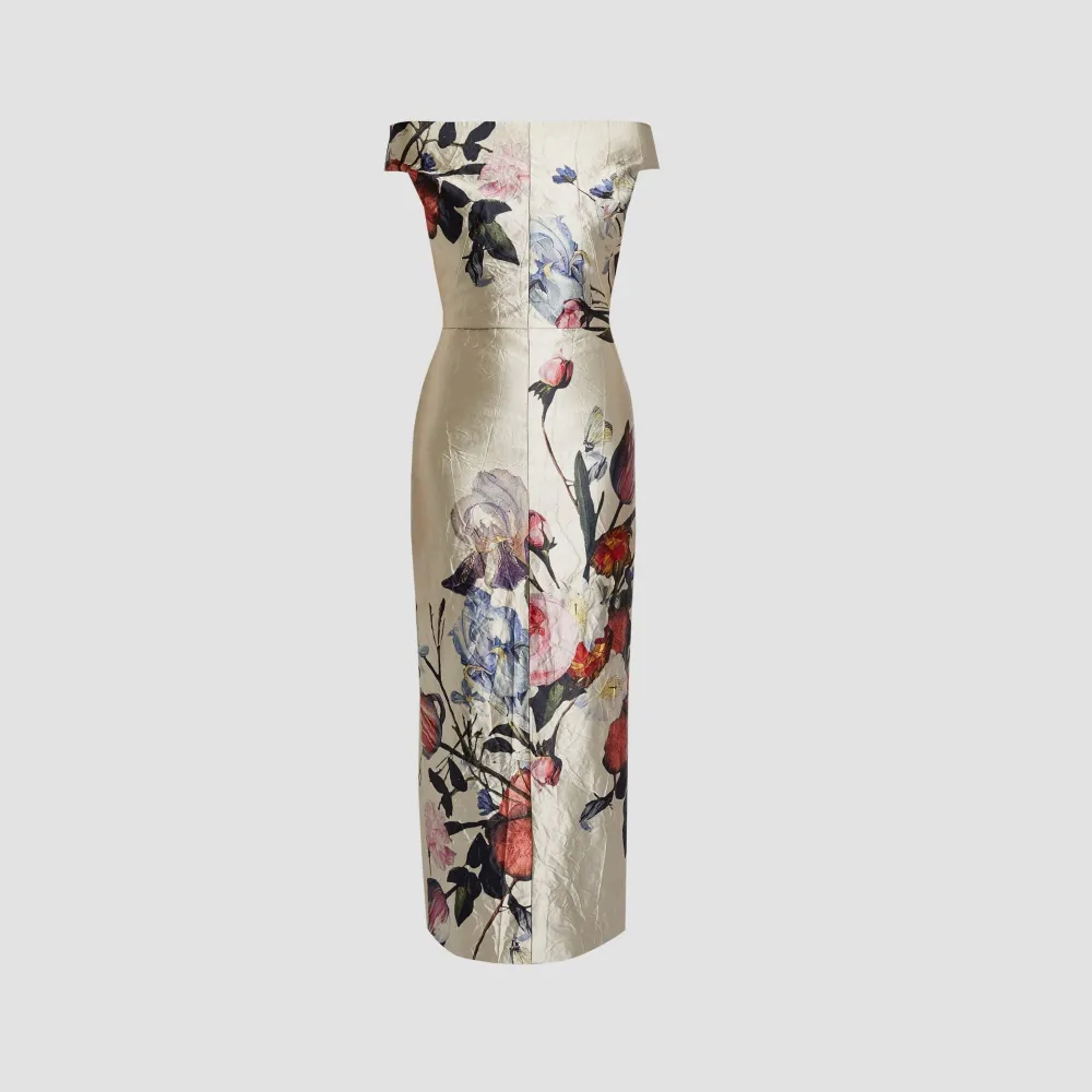 Erdem Floral-print Satin Maxi Dress In Multi