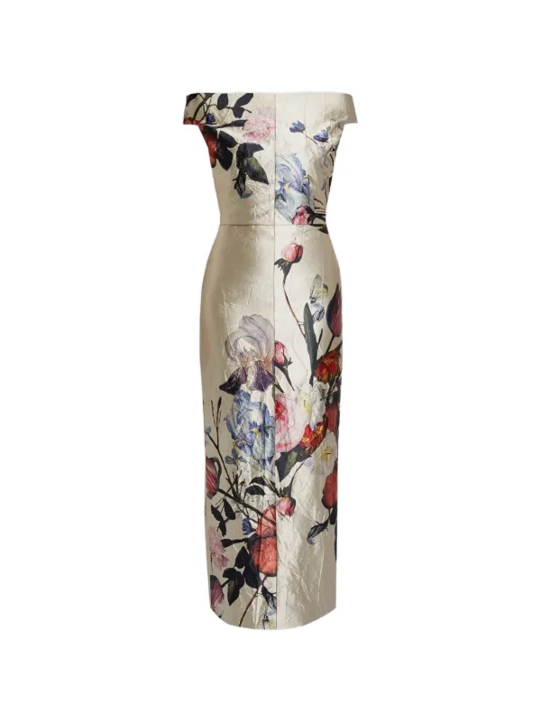 ERDEM floral-print Satin Maxi Dress | Neutrals | FARFETCH