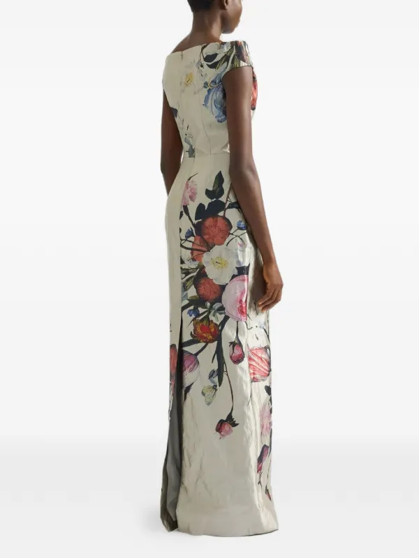 fitted lace wedding dress Erdem Rose Poppy Print Off The Shoulder Midi Cocktail Dress at Nordstrom, Size 8 US main image 1