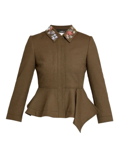 ERDEM embroidered-collar peplum fitted jacket