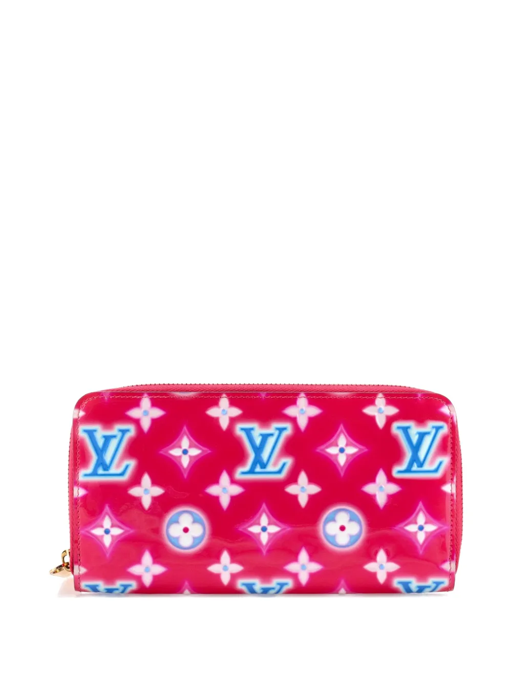Pre-owned Louis Vuitton Zippy Wallet Valentine Neon Monogram Vernis Small Wallets In Pink