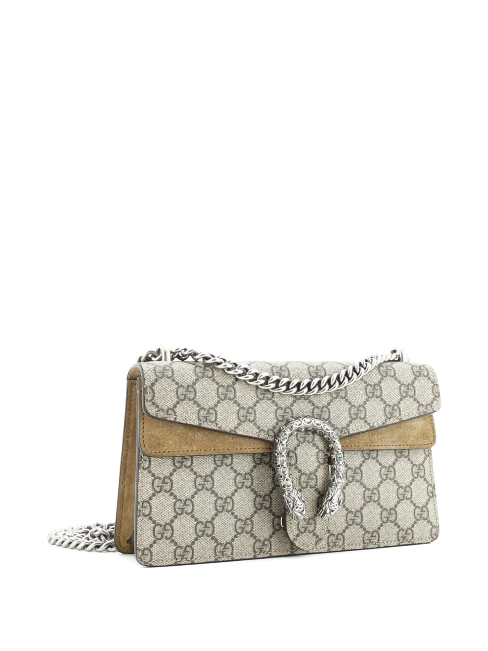 Pre-owned Gucci Dionysus Bag Gg Coated Canvas With Crystal Embellished Metal Small Shoulder Bag In Brown