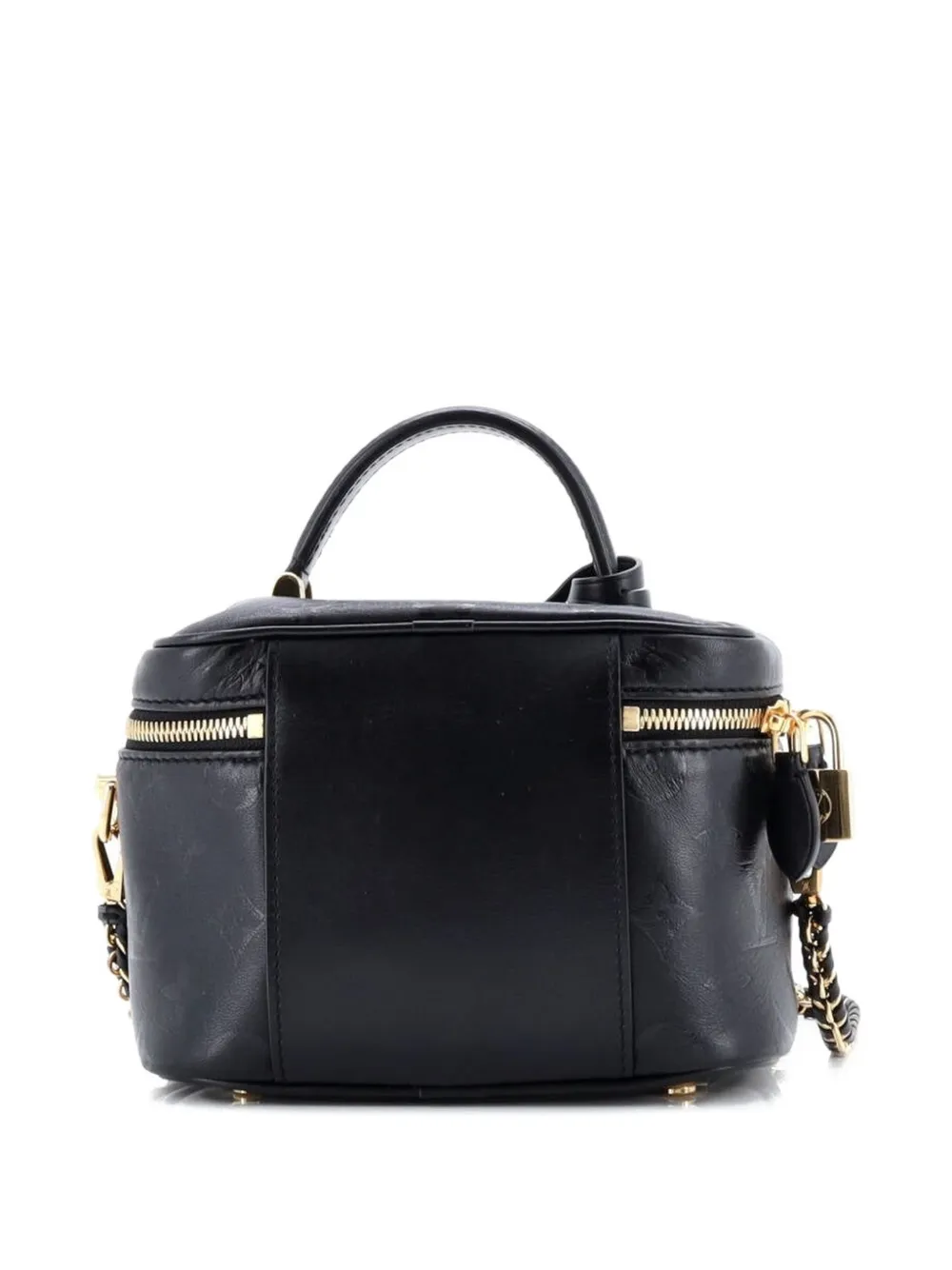 Pre-owned Louis Vuitton Vanity Handbag Monogram Ink Embossed Lambskin Pm Crossbody Bag In Black