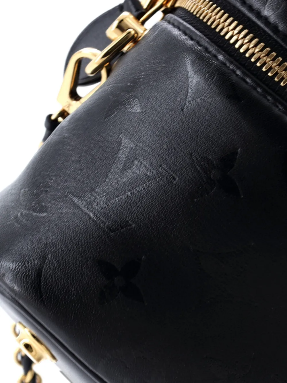 Pre-owned Louis Vuitton Vanity Handbag Monogram Ink Embossed Lambskin Pm Crossbody Bag In Black