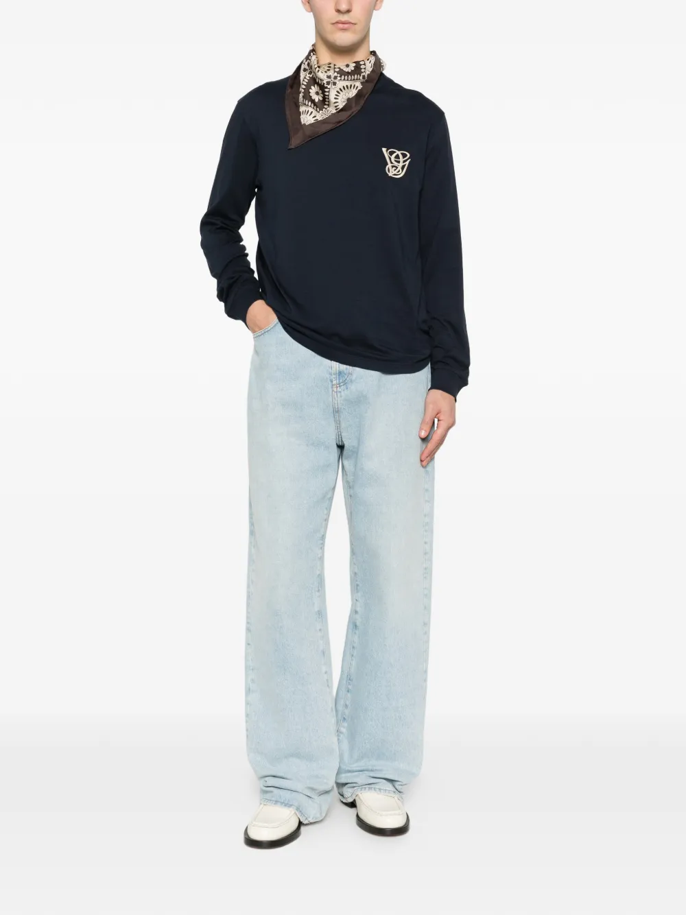 Valentino Garavani T-shirt met lange mouwen en grafische print Blauw