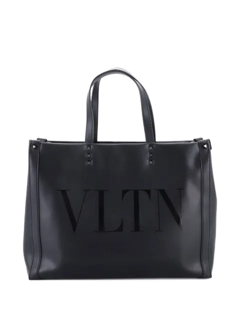 Valentino Garavani Pre-Owned VLTN Rockstud Shopping Embroidered Leather Large tote bag