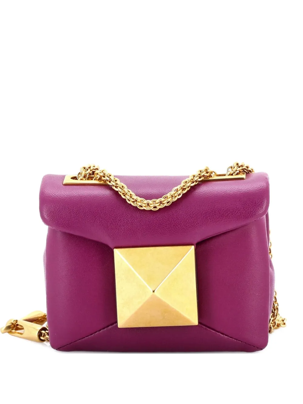 Valentino Garavani Pre-Owned One Stud Chain Flap Bag Leather Micro crossbody bag - Viola