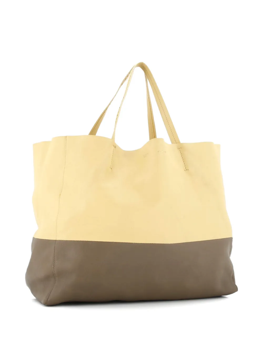 Pre-owned Celine Horizontal Bi-cabas Leather Large Tote Bag In Yellow