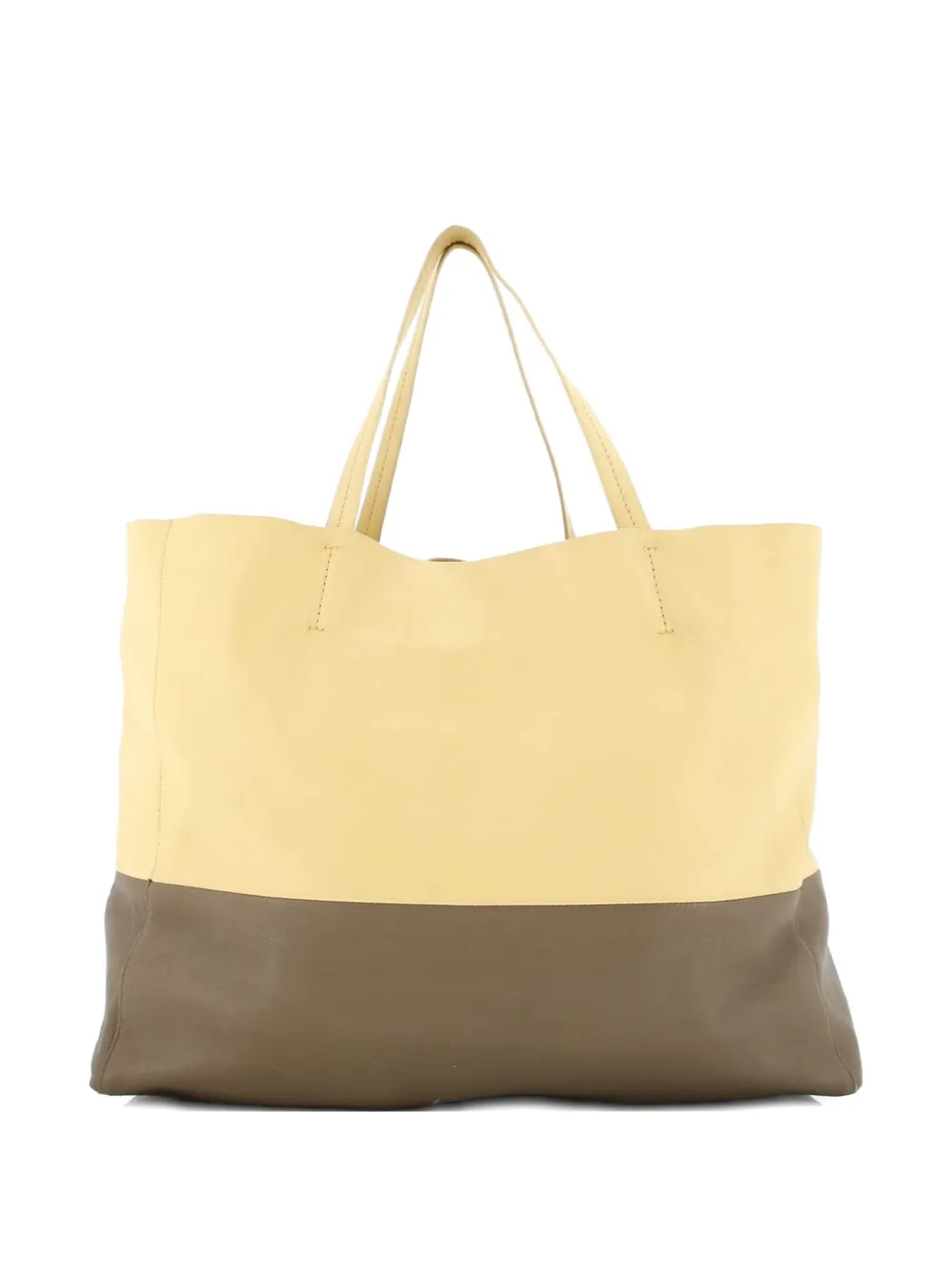 Pre-owned Celine Horizontal Bi-cabas Leather Large Tote Bag In Yellow