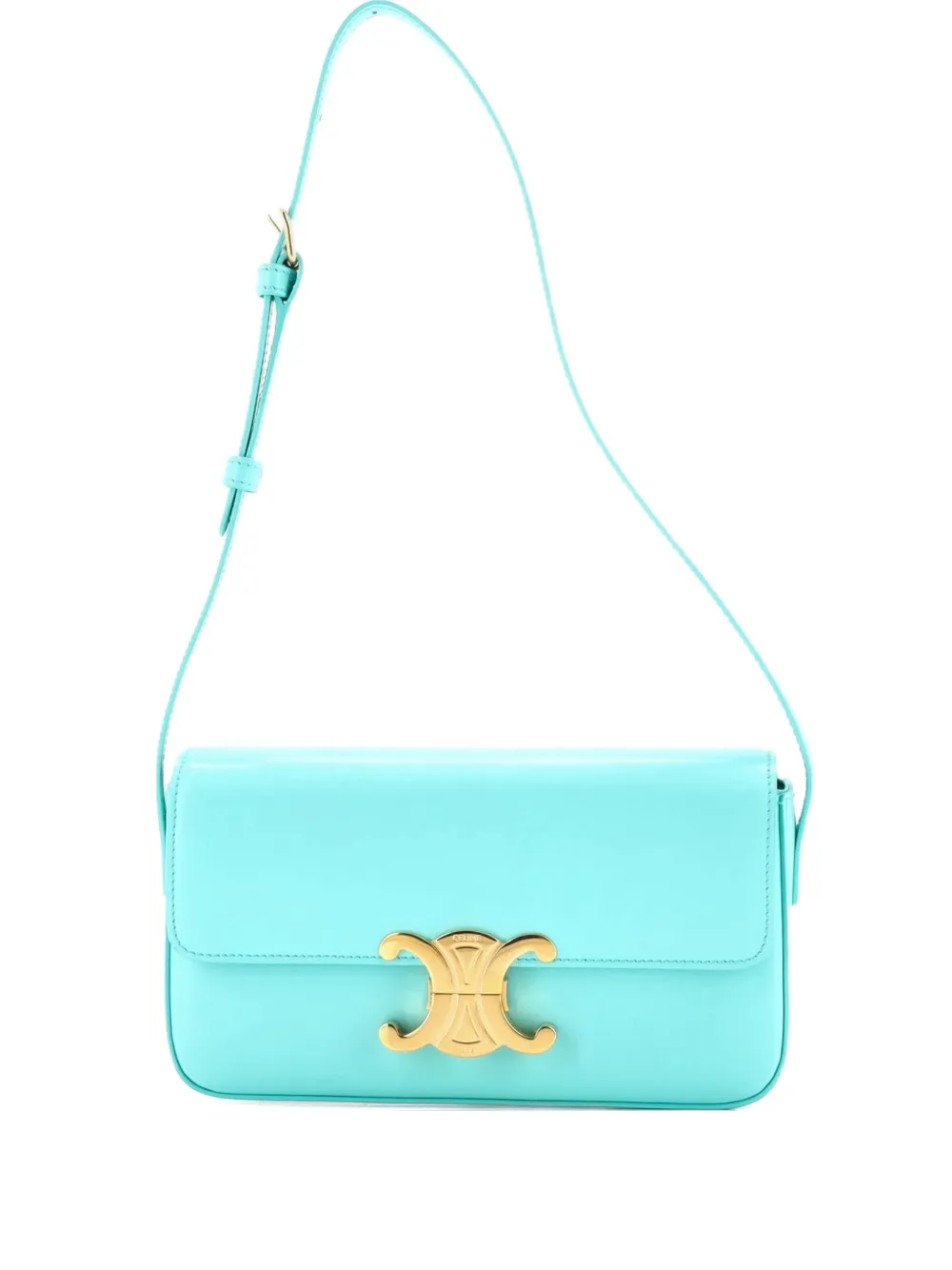 Click to view more detailed imagery on our partner's website Pre-owned Celine Triomphe East-west Smooth Calfskin Shoulder Bag In Blue