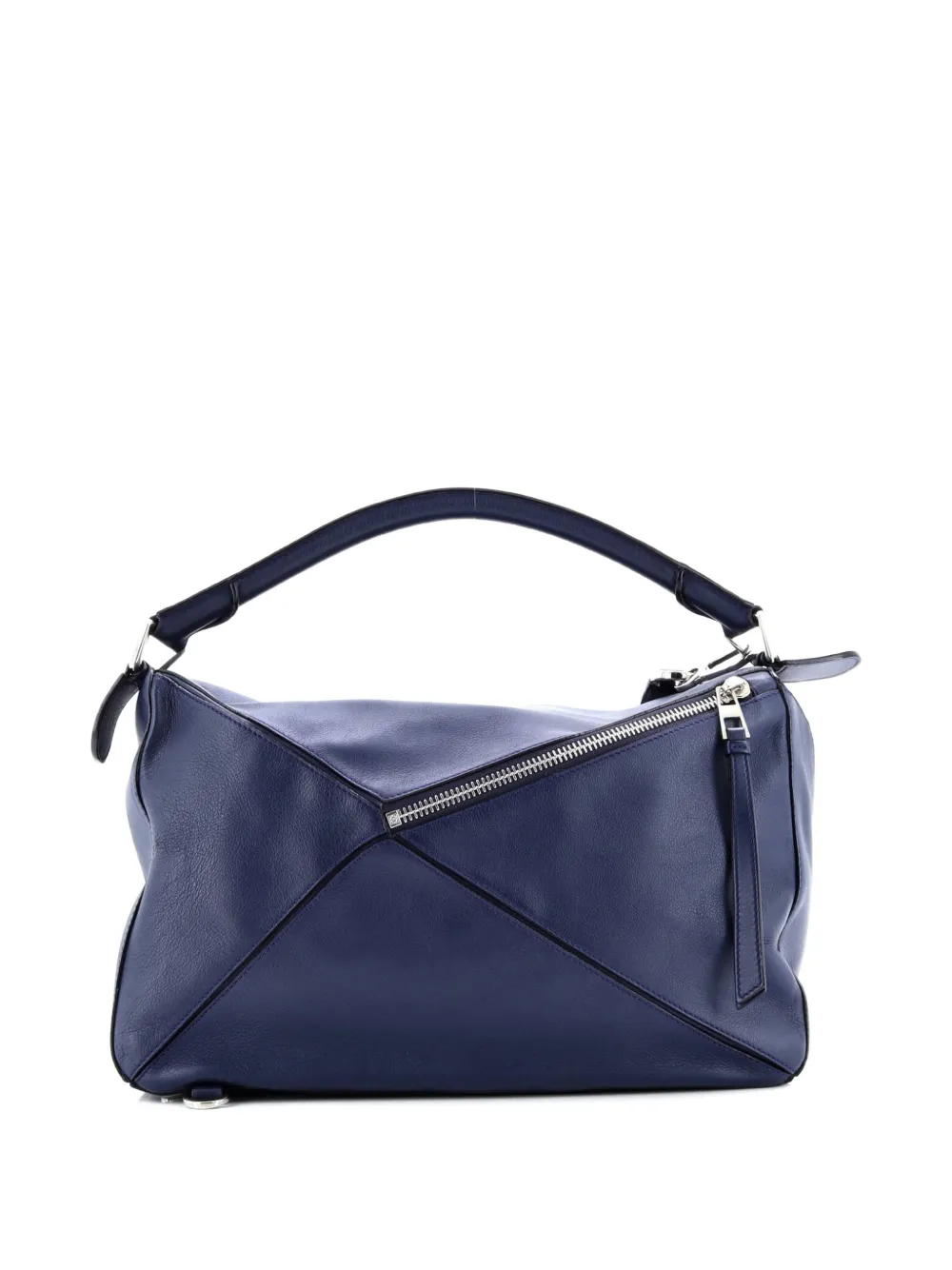 Pre-owned Loewe Puzzle Bag Leather Large Satchel In Blue