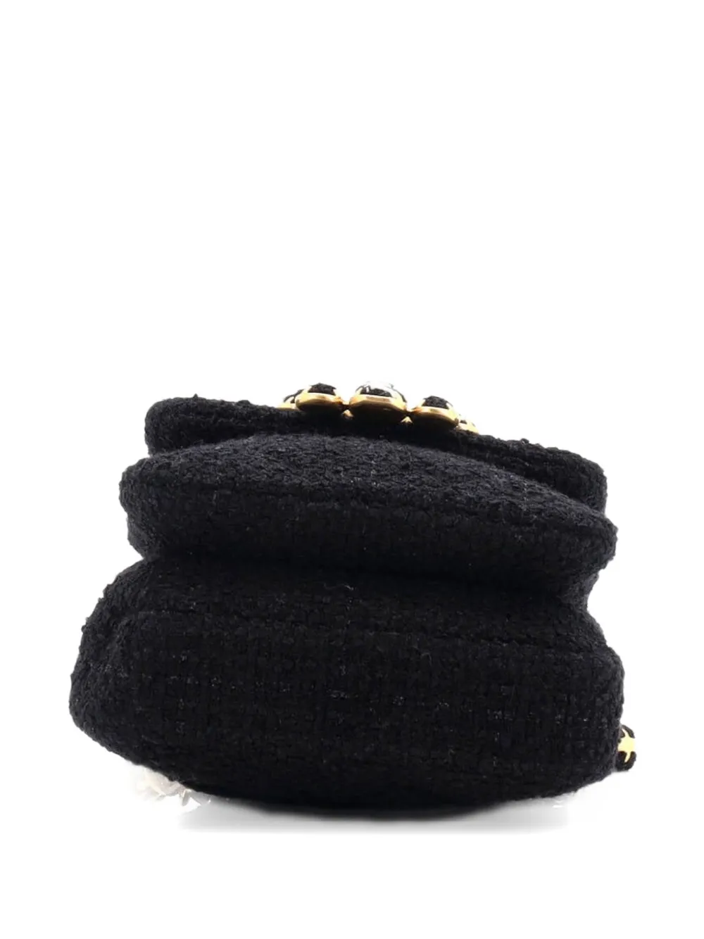 CHANEL Pre-owned North South Cc Bijoux Chain Flap Quilted Tweed Mini Shoulder Bag In Black