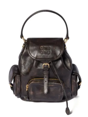 Miu Miu レザー バックパック | ブラック | FARFETCH JP