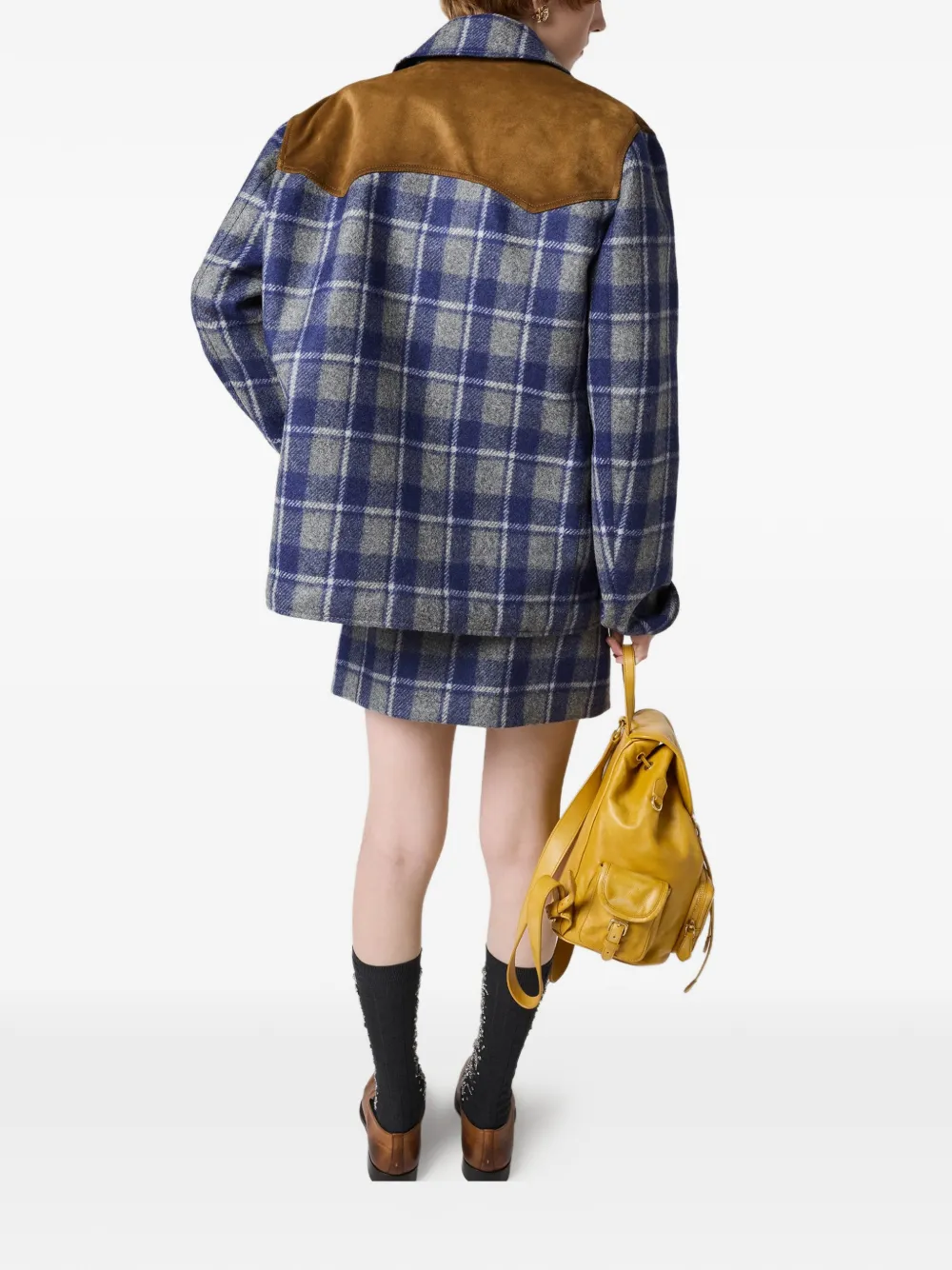  Miu Miu Check-pattern Jacket - Blue 