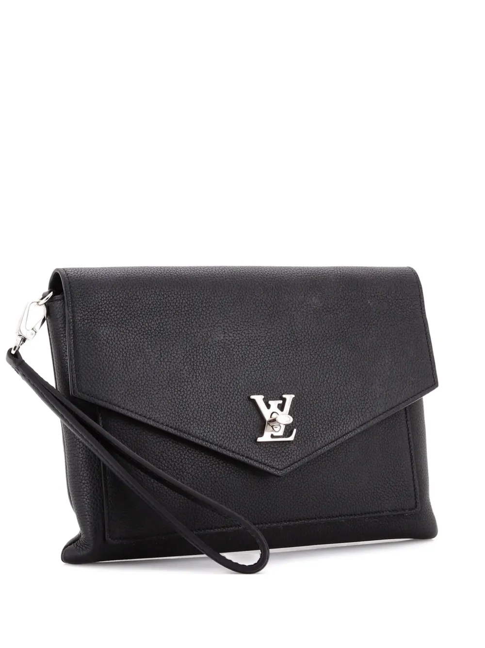 Pre-owned Louis Vuitton Mylockme Pochette Leather Clutch Bag In Black