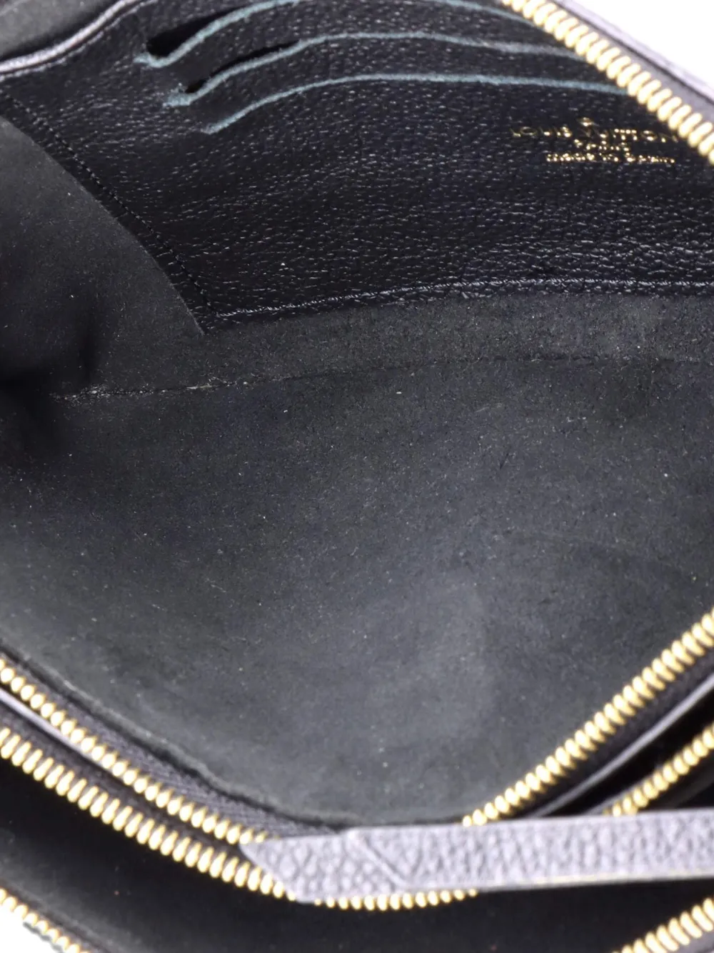 Pre-owned Louis Vuitton Double Zip Pochette Bicolor Monogram Empreinte Giant Crossbody Bag In Black