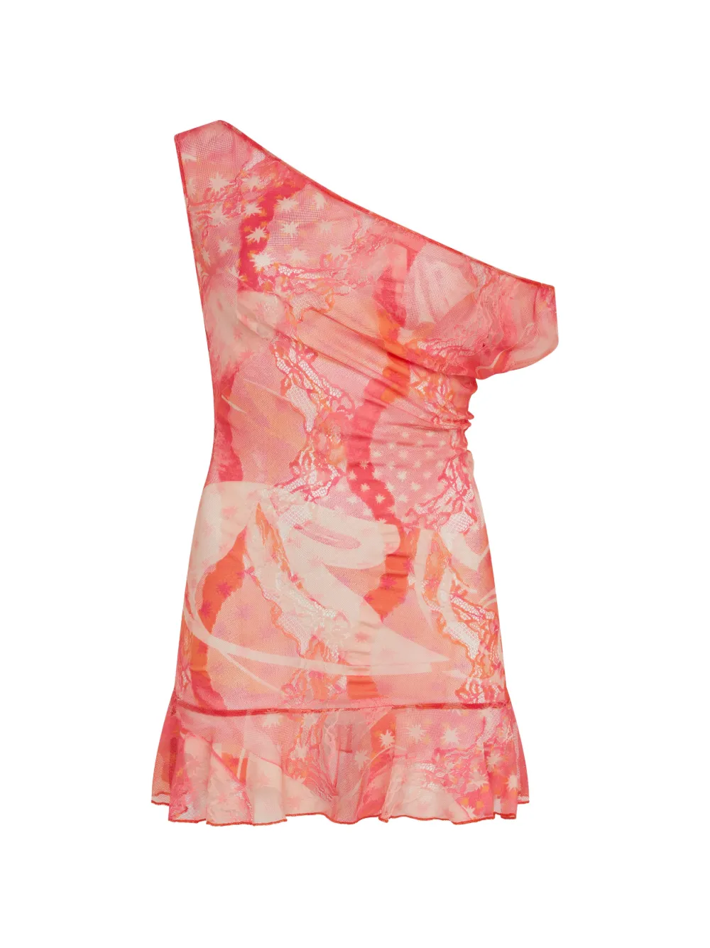 Donde Esteban lace one-shoulder mini dress - Rosa