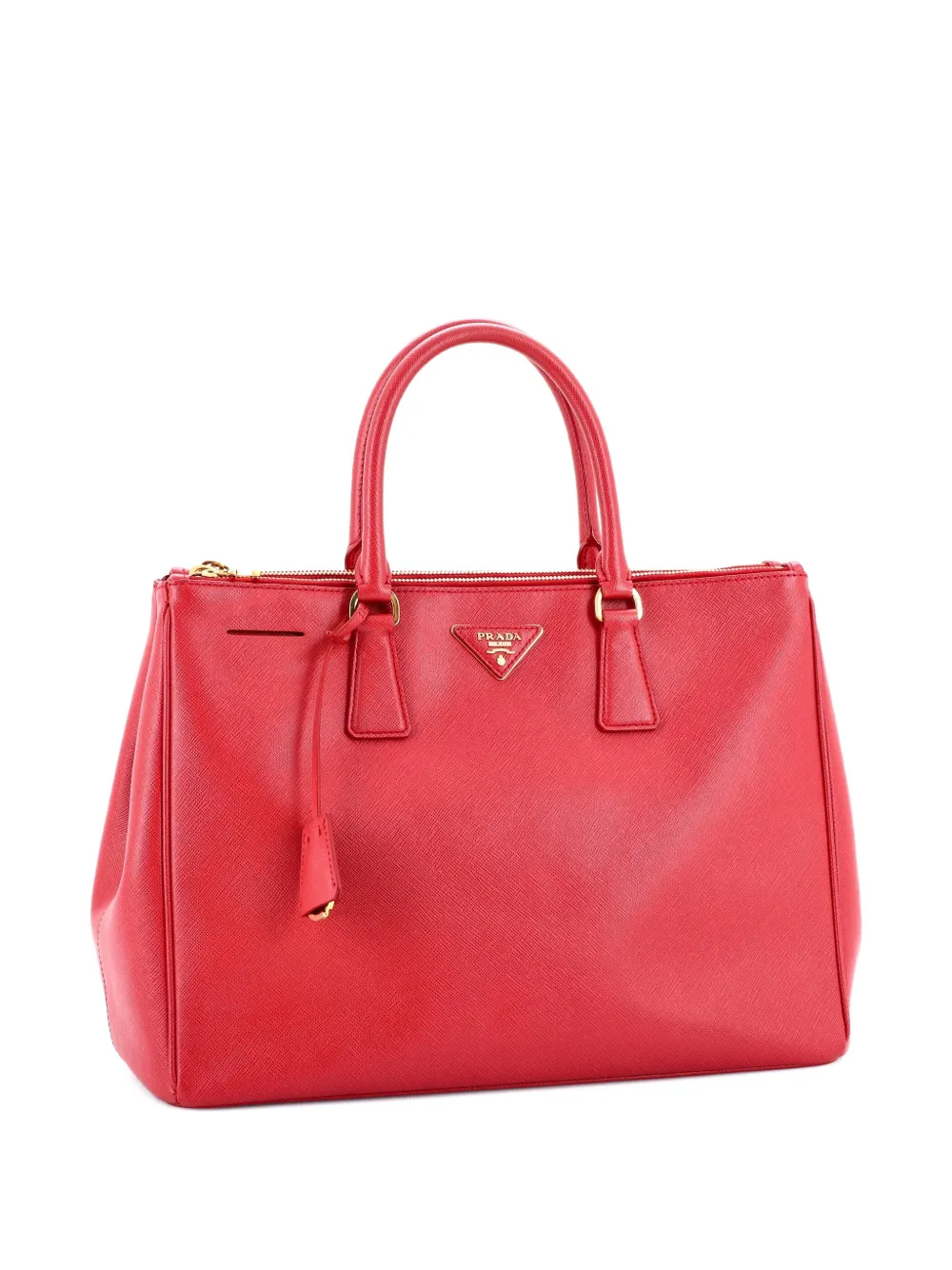 Click to view more detailed imagery on our partner's website Pre-owned Prada Double Zip Lux Saffiano Leather Medium Tote Bag In Red