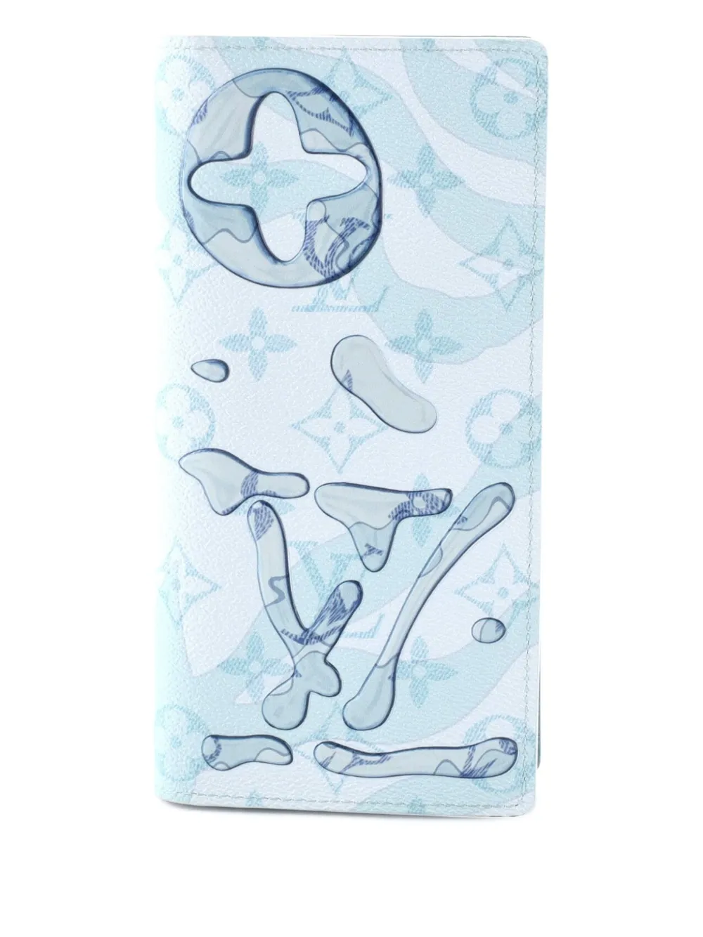 Pre-owned Louis Vuitton Brazza Wallet Limited Edition Aquagarden Monogram Canvas Small Wallets In Blue